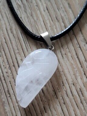 Quartz Angel Wing Pendant Necklace